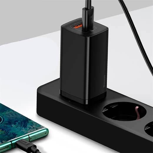 Швидкий мережевий зарядний пристрій Baseus GaN2 Lite Quick Charger Black 65W (EU) купити в Києві