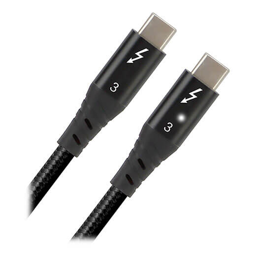 Чорний кабель для зарядки iLoungeMax Metal Braided Mesh Real Type-C to Type-C Thunderbolt 3 100W 1m