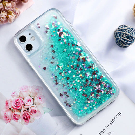 Чохол із рідкими блискітками у вигляді сердець iLoungeMax Liquid Glitter Purple для iPhone 13 Pro Max ціна