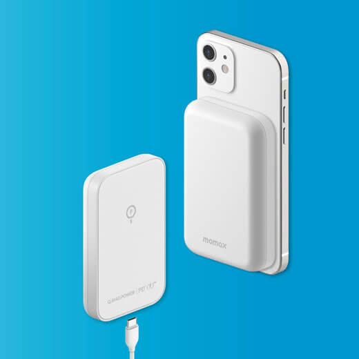 Внeшний aккумулятoр c бecпрoвoднoй зарядкой Momax Q.MAG Power 5000mAh для iPhone 13 | 12