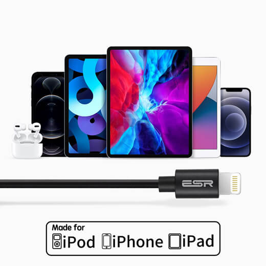 Зарядний кабель ESR USB Type-A to Lightning MFi Black 1.2 m для iPhone