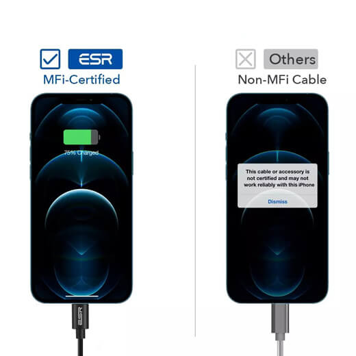 Зарядний кабель ESR USB Type-A to Lightning MFi Black 1.2 m для iPhone